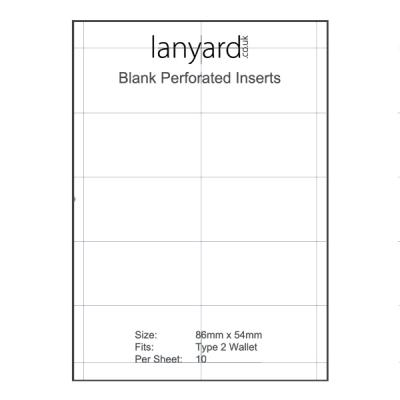 A4 Perforated Badge Insert Sheets - 86mm x 54mm