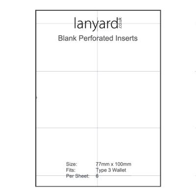 A4 Perforated Badge Insert Sheets - 77mm x 100mm