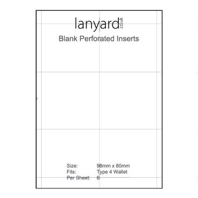 A4 Perforated Badge Insert Sheets - 98mm x 80mm