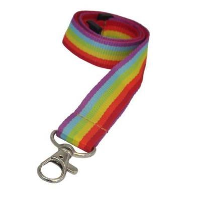 6 Stripe Flat Ribbed Rainbow Lanyard x10